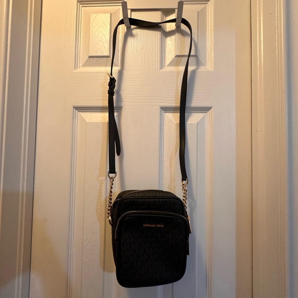 Michael Kors Black Belt Bag with Gold Accents